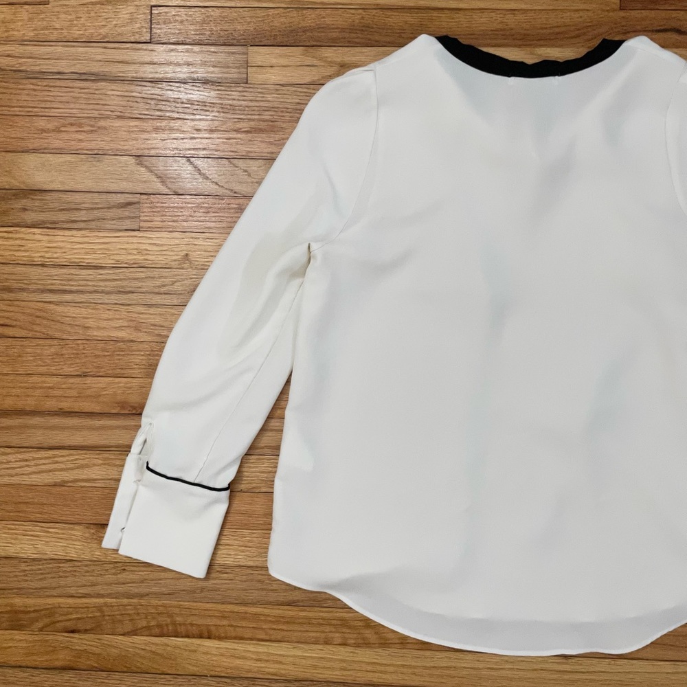 OLIVE White Ribbon Neck Blouse - Picture 9 of 11